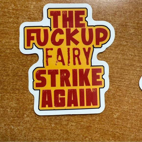 Humorous Red and Yellow Sticker - Picture 1 of 1